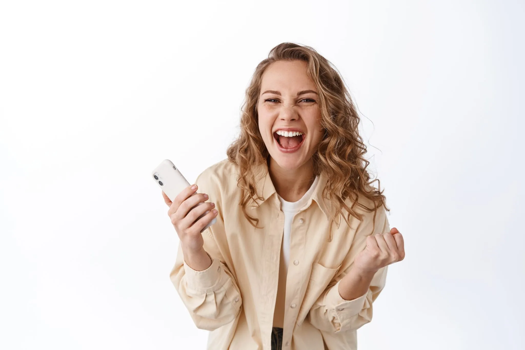 Excited girl winning